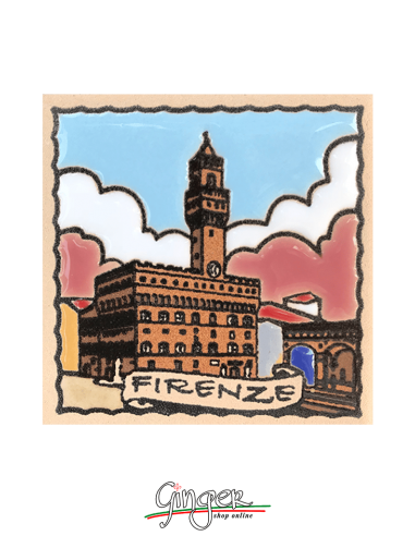 Handcrafted ceramic magnet - Florence: Palazzo Vecchio