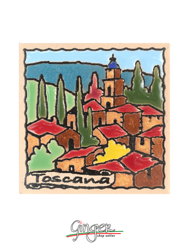 Handcrafted ceramic magnet - Tuscany: the Village