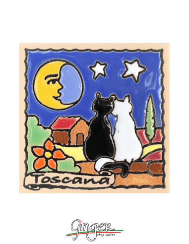 Ceramic magnet - Tuscany: the Moon and the Cats