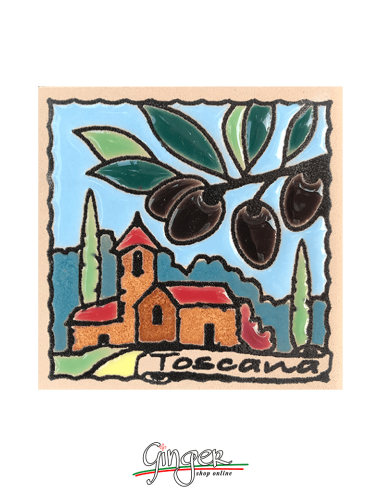 Handcrafted ceramic magnet - Tuscany: Olives