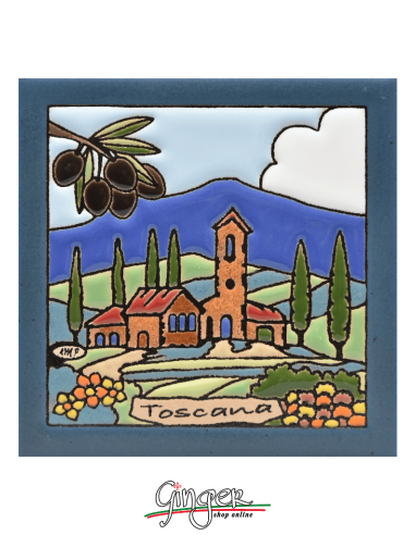 "Hand painted and glazed ceramic tile"  - Tuscany: Olives