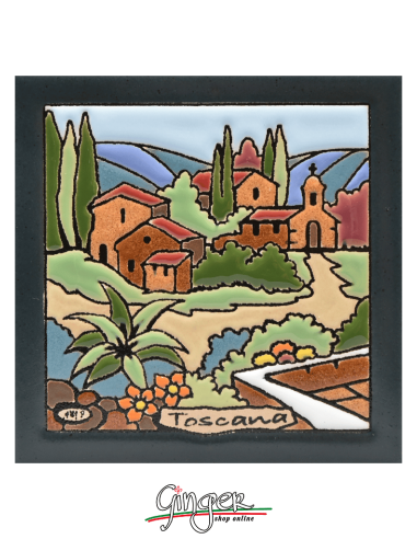"Hand painted and glazed ceramic tile"  - Tuscany: little Church