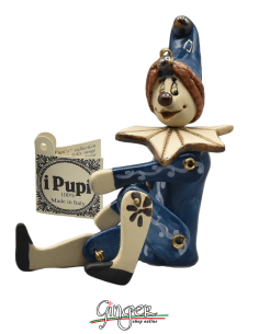 "i Pupi" Unique and collectible pieces: Italian Masks - height 13 cm (5.12") - Clown 2
