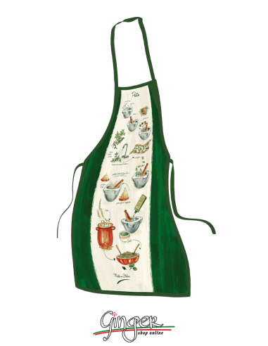 "New" Kitchen apron - Pesto alla Genovese with illustrated recipe - GR_Pesto