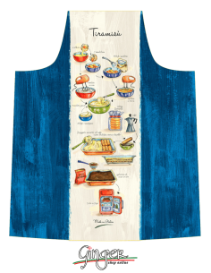 "Novità" Grembiule da Cucina - Tiramisu con ricetta illustrata - GR_Tiramisù 2