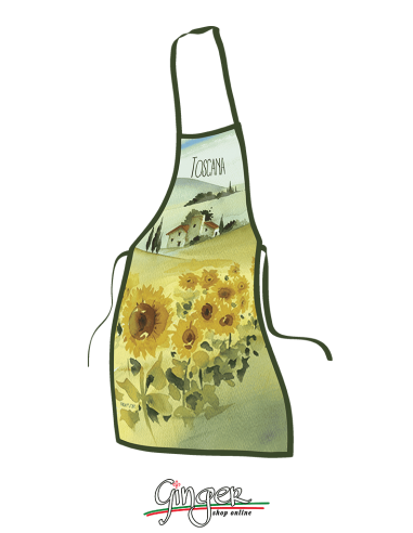 "New" Kitchen apron with drawings of Tuscan Landscapes - GR1170