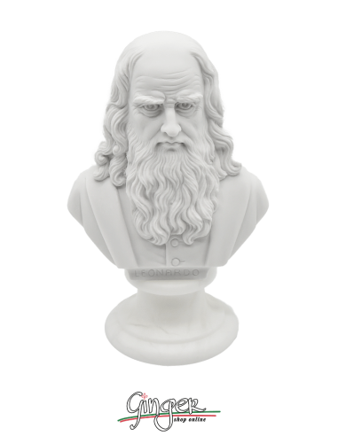 Leonardo da Vinci - bust 5.91 in. (15 cm) - with alabaster base