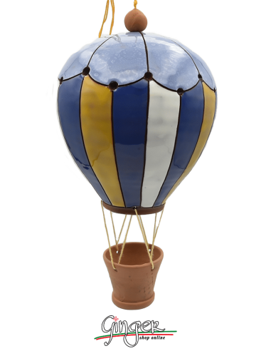 Ceramic Hot Air Balloon - diameter 14 cm (5.50") height 21 cm (8.27") - G8565