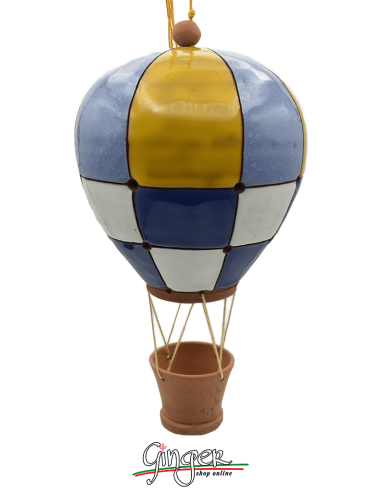 Ceramic Hot Air Balloon - diameter 14 cm (5.50") height 21 cm (8.27") - G8566