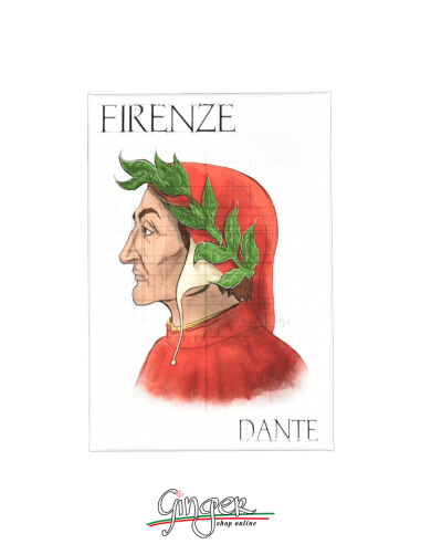 Fridge magnet with drawings and pictures of Florence: Dante Alighieri