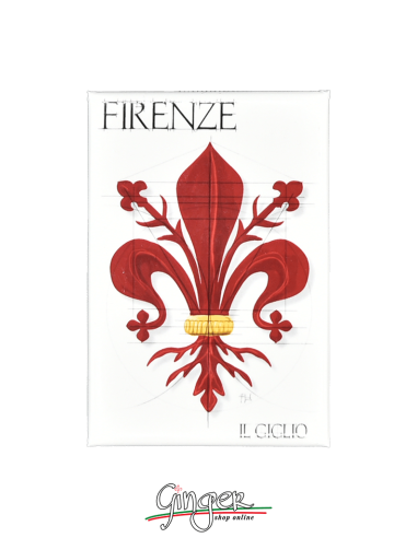 Calamita con monumenti e disegni di Firenze: il Giglio simbolo di Firenze