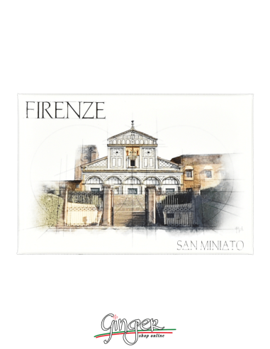 Fridge magnet with drawings and pictures of Florence: San Miniato