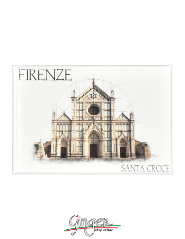Fridge magnet with drawings and pictures of Florence: Santa Croce