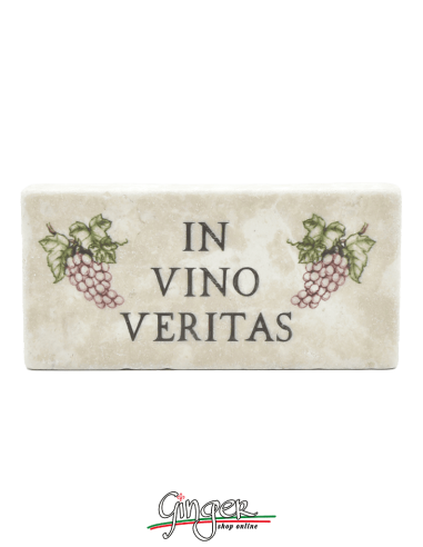 Magnet in real raw Italian marble - In vino veritas (in wine there is truth)