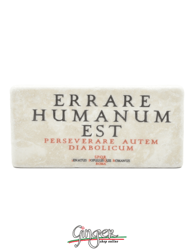 "New" - Magnet in real raw Italian marble - Errare humanum est (To err is human)