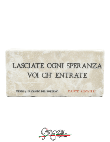 Magnet in real raw Italian marble - Lasciate ogni speranza voi ch'entrate (Abandon all hope you who enter)