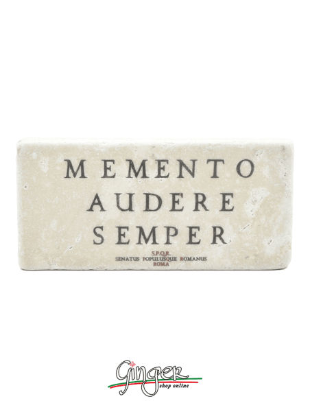 "New" - Magnet in real raw Italian marble - Memento audere semper (Remember to always be bold)