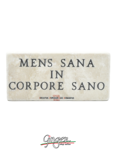 "New" - Magnet in real raw Italian marble - Mens sana in corpore sano (A healthy mind in a healthy body)