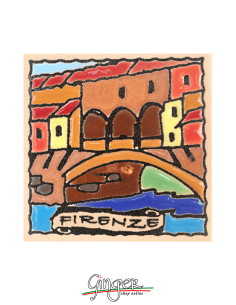 Calamita ceramica dipinta a mano e smaltata - Firenze: Ponte Vecchio