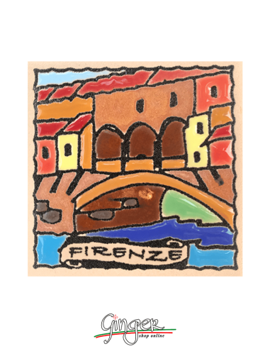 Calamita ceramica dipinta a mano e smaltata - Firenze: Ponte Vecchio