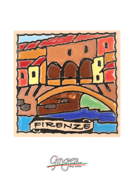 Calamita ceramica dipinta a mano e smaltata - Firenze: Ponte Vecchio