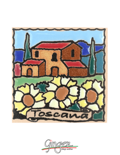 Calamita ceramica dipinta a mano e smaltata - Toscana: i Girasoli