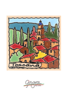 Calamita ceramica dipinta a mano e smaltata - Toscana: il Borgo