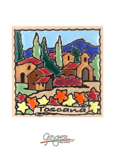 Calamita ceramica dipinta a mano e smaltata - Toscana: la Chiesetta
