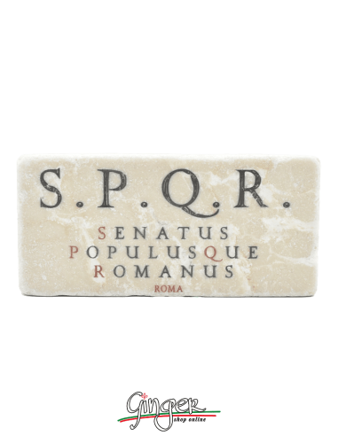 Magnet in real raw Italian marble - S.P.Q.R. Senatus Populusque Romanus