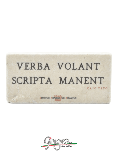 "New" - Magnet in real raw Italian marble - Verba volant, scripta manent (Spoken words fly away, written words remain)
