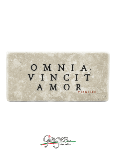 "New" - Magnet in real raw Italian marble - Omnia vincit amor (Love wins everything)