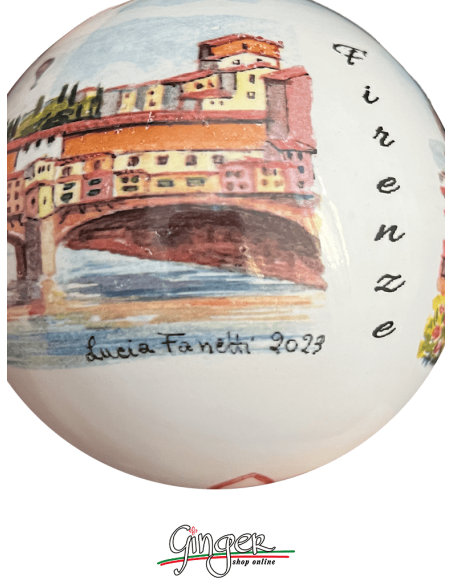 Christmas Ornaments - Florence watercolor: Old Bridge and Landscape 60 mm (2.36") - 80 mm (3.14")
