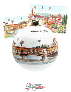Christmas Ornaments - Florence watercolor: Old Bridge and Landscape 60 mm (2.36") - 80 mm (3.14") 2