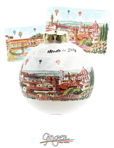Christmas Ornaments - Florence watercolor: Old Bridge and Landscape 60 mm (2.36") - 80 mm (3.14")