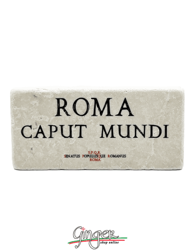 "New" - Magnet in real raw Italian marble - Roma caput mundi (Rome, capital of the world)