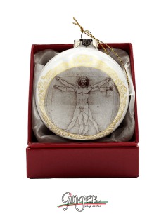 Addobbi Palla di Natale - Uomo Vitruviano di Leonardo da Vinci - 80 mm