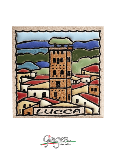"Novità" Calamita ceramica dipinta a mano e smaltata - Lucca: la torre Guinigi