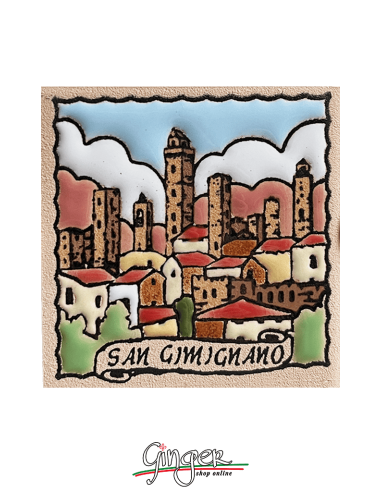 "Novità" Calamita ceramica dipinta a mano e smaltata - San Gimignano: le Torri Medievali