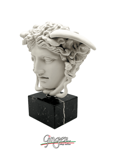 Medusa - testa con base in legno - h 29 cm