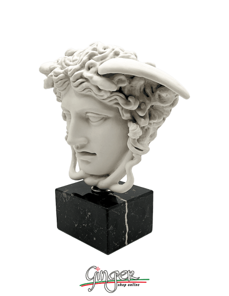 Medusa - testa con base in legno - h 29 cm