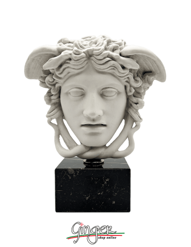 Medusa's head - 7,48 in. (19 cm) - with marble base