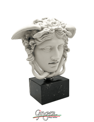 Medusa - testa con base in legno - h 29 cm