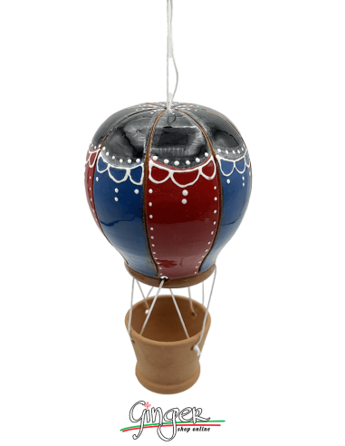 "New" Ceramic Hot Air Balloon - diameter 8 cm (3.15") height 15 cm (5.9") - 2402