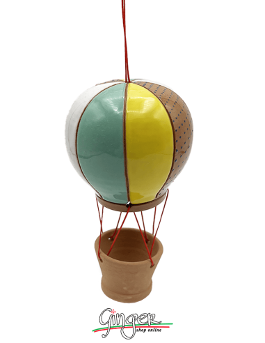 "New" Ceramic Hot Air Balloon - diameter 8 cm (3.15") height 15 cm (5.9") - 2403