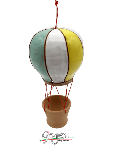 "New" Ceramic Hot Air Balloon - diameter 8 cm (3.15") height 15 cm (5.9") - 2405