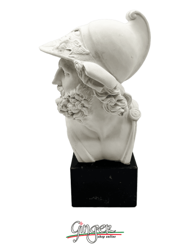 Menelao - testa con base in legno - h 41 cm