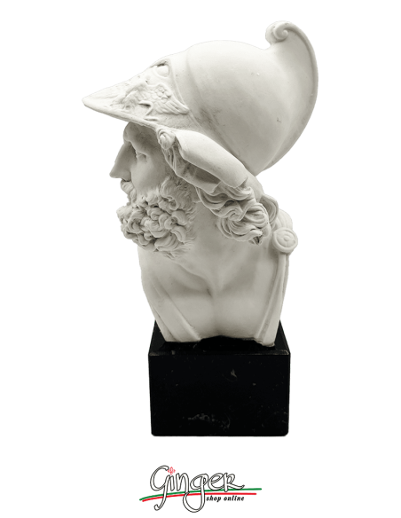 Menelao - testa con base in legno - h 41 cm