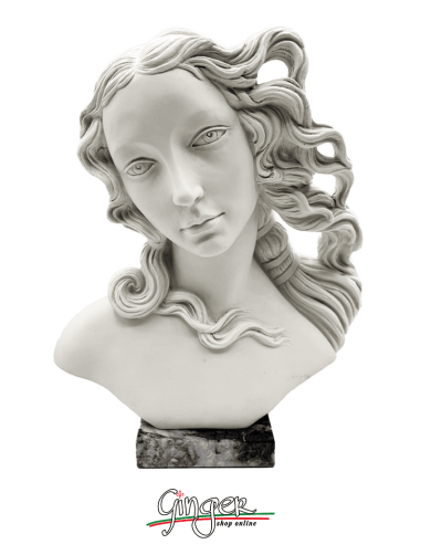 "News" the birth of Venus by Botticelli: head statue with marble base - 27 cm (10.6 in)