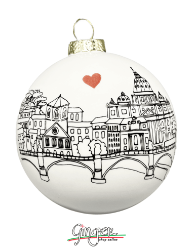 Addobbi Palla di Natale - Città d'Italia: Roma B&N - 80 mm