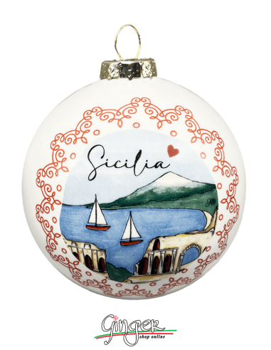 Christmas Ornaments - Cities of Italy: Sicily Taormina and Palermo - 80 mm (3.14")